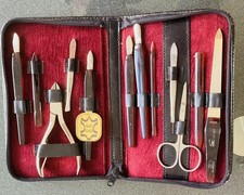 Manikür Set im Lederetui, 12 Teile