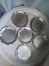 6x Zinn Untersetzer gewellter Rand antik Schale Schälchen Art Deco Vintage