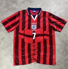 England x Umbro Trikot Beckham 7 Größe 2XL Rot Retro Jersey World Cup