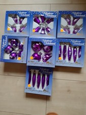 Konvolut Weihnachtsschmuck lila Glocken, Vögel, Zapfen, Kugeln neuwertig