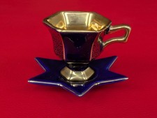 Alte Echt Kobalt Sammeltasse Mokka Mocca Gold Blau Tasse Espresso Porzellan Set