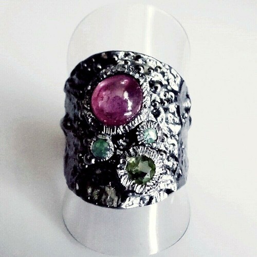 Rubin smaragd peridot ring 925 - smaragd,