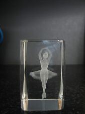 Glasobjekt Design Glaswürfel 3D Glas Kristall Quader Hologramm ? BALLERINA ?