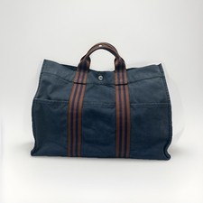 Authentic HERMÈS Paris Fourre Tout PM Stofftasche Shopper Designer Blau Orange