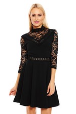 Damen Kleid 3/4 Ärmeln Spitze