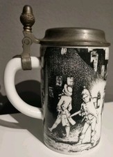 Älterer Bierkrug mit Zinndeckel, Alba-Kunst , Alboth & Kaiser