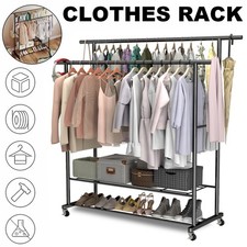 NEU Garderobenständer Kleiderständer Schwerlast Mit Rollen Metall Kleiderstange