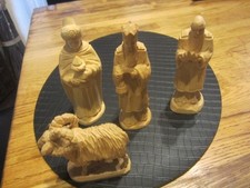4 Krippenfiguren:Heilige Dreikönige und 1 Schafbock ( Erzgebirge/handgeschnitzt)