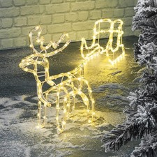 Rentier mit Schlitten LED Weihnachtsfiguren Außen Weihnachtsbeleuchtung Figuren