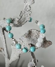 Naturstein-Armband Türkis/ Quarzkristall Schmuck Elefant Glücksbringer