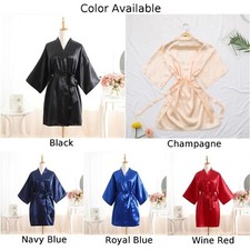 Herren Seiden Satin Morgenmantel Nachthemd Schlafanzug Kimono Bademantel