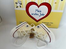 Babyschuhe Socken Chucks 10cm Elfenbein Stern gestrickt gehäkelt Handarbeit Neu