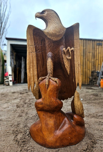 Adler holz statue - statue, höhe