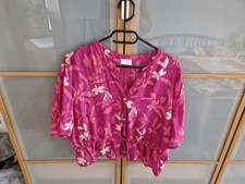 leichte Bluse von JAKE'S - Gr. M - pink/magenta - geblümt