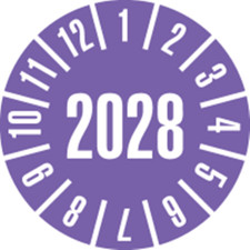 Prüfplakette 2028, violett