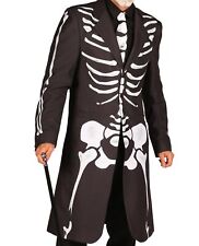Skelett Frack schwarz Jacke mit Skelett Knochen Tod Gehrock Halloween Fasching