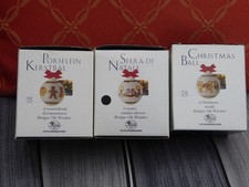 3 x Hutschenreuther Weihnachtskugel Vogelreigen Teddybär Lebkuchen Mini 2004 5cm