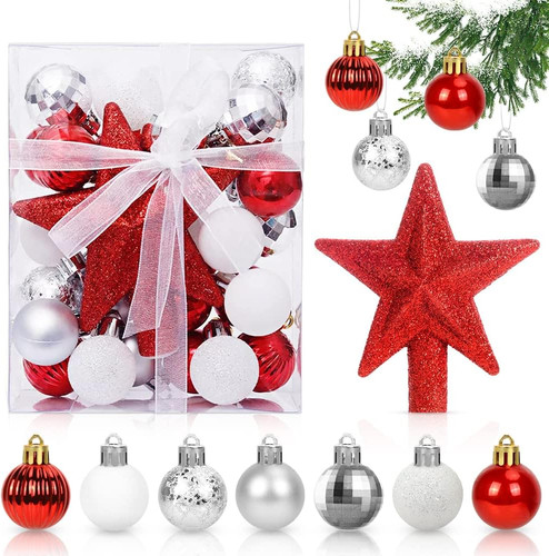 Weihnachtskugeln rot weiß 30 - weihnachtskugeln,