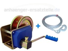 Handseilwinde gebremst in Profi-Qualität für Autotransporter - inkl. Stahlseil