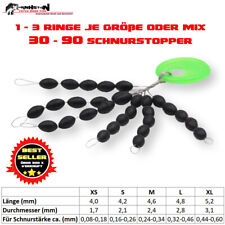 30 - 90 Schnurstopper Gummistopper Posenstopper Gr. XS - XL, auch Mix, schwarz