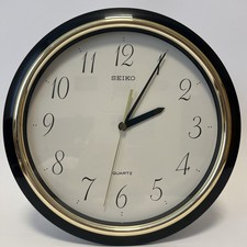 Vintage Retro SEIKO Wanduhr Küchenuhr QXA044 Weiß/Gold/Schwarz Quarz