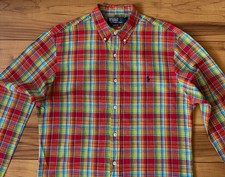 100%ORIG RALPH LAUREN HEMD SHIRT SLIM FIT GR.M MULTICOLOR KARIERT MIT LEINEN
