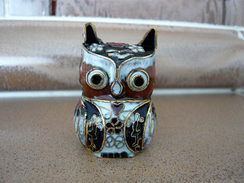 Cloisonne eule figur messing - figur,
