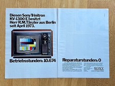 Sony Trinitron Fernseher 0 Reparaturen Original 1980 Vintage Advert Werbung