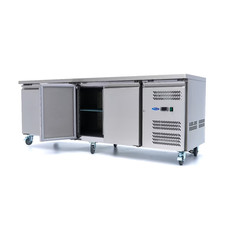 Gastronomie Kühltisch - 223 cm - 4 Türen Kühltheke mit Räder