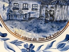 Handbemalter Wandteller Fränkisch-sudeten Spruch Lied Nostalgi Motiv – Ø 26,5 cm