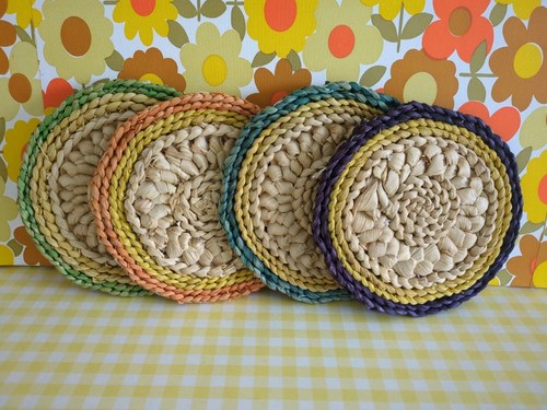 Vintage matten raffia gewebt - 4,