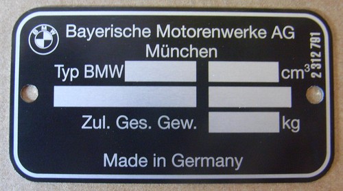 Typenschild bmw typ 247 - typ,