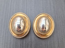 große Vintage Ohrclips 80er 3cm x 2,5 cm Metall Gold silber oval Ohrringe