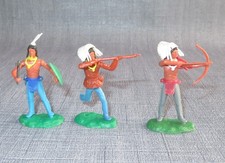 3 Indianer  Elastolin  Steckfiguren,  passend für Plasty Britains Timpo   Nr. 5