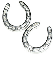 Peter Stone 925 Silber Ohrstecker Hufeisen Pferde Glücksbringer Zirkoniastein