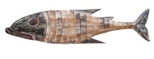 Wandskulptur Holz Fisch 100 cm