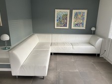 Ecksofa Leder weiß; sehr