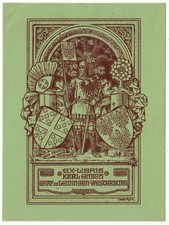 OSKAR ROICK: heraldisches Exlibris für Karl Emich Graf zu Leiningen Westerburg