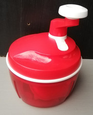 Tupperware Quick-Chef 3 Klingen Zerkleinerer Rot Weiß  Zerschneider 1,3 Liter 