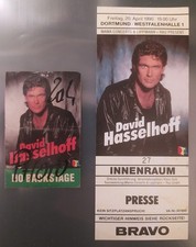 DAVID HASSELHOFF Original Full PRESS Concert ticket 1990! RARE! + Backstage Pass