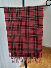 Schal mit Fransen, L 140xB 27cm, Tartan, Rot/Schwarz/Weiß, guter Zustand