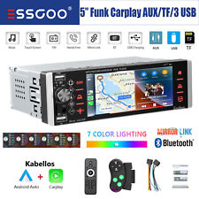 5 Zoll Autoradio Bluetooth 1 DIN Kabellos Apple Carplay Android Auto USB AUX TF