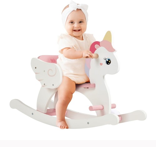 Schaukelpferd einhorn aus holz - schaukelpferd,