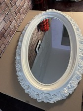 Barockspiegel Modell 2160 Wandspiegel Weiß Lackiert Rosen Dekor 80x51cm