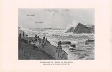 Ein stürmischer Tag - Claus Bergen - 1924 - Historischer Kunstdruck ~16x25cm