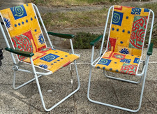 Zwei Kinder Balkonstühle mit Bezug in Gelb und Bunt klappbar: Auf und zu