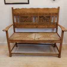 Originale Worpsweder  Bank , mit Binsengeflecht