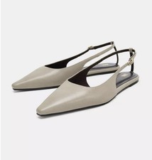 ZARA LEDER SLINGBACK FLACHE