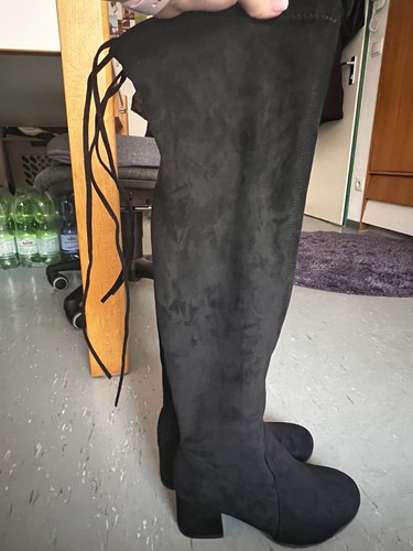 Damen overknee stiefel schwarz - overknee,