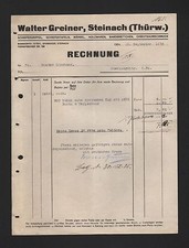 STEINACH, Rechnung 1935, Walter Greiner Schiefergriffel